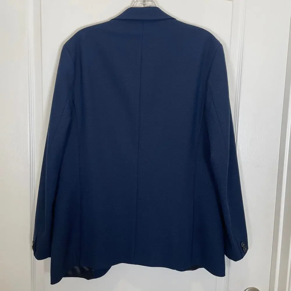 Zara Mens‎ Blazer Jacket Navy Blue Wool Blend 2 Button 38